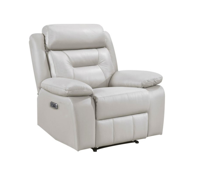 Luxe Leather Reclining Power Chair Light Grey